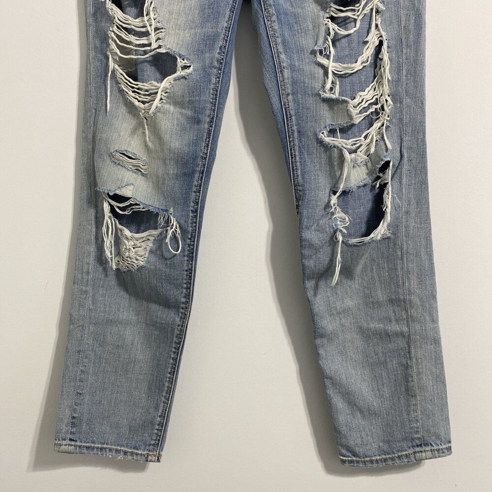 American Eagle Jeans Women's 6 Blue Tomgirl Ripped Distressed Destroyed Trashed - Picture 4 of 12